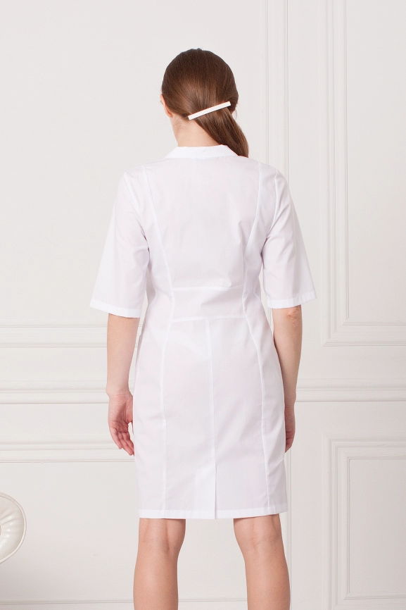 Халат медицинский женский, короткий рукав, цвет белый, арт 3-484 фото 2