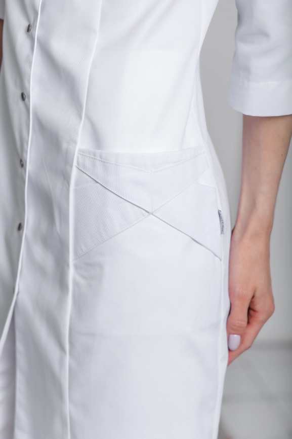 Халат медицинский женский, короткий рукав, цвет белый, арт 3-221о фото 3