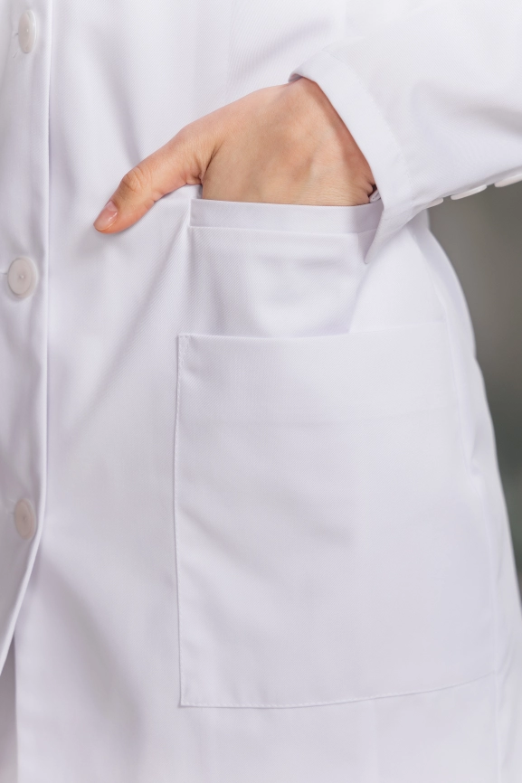 Халат медицинский женский, длинный рукав, цвет белый, арт 3-534 фото 2