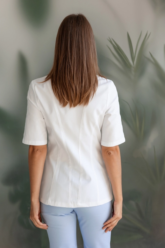 Блузон медицинский женский, короткий рукав, модель 7-358, цвет белый фото 3