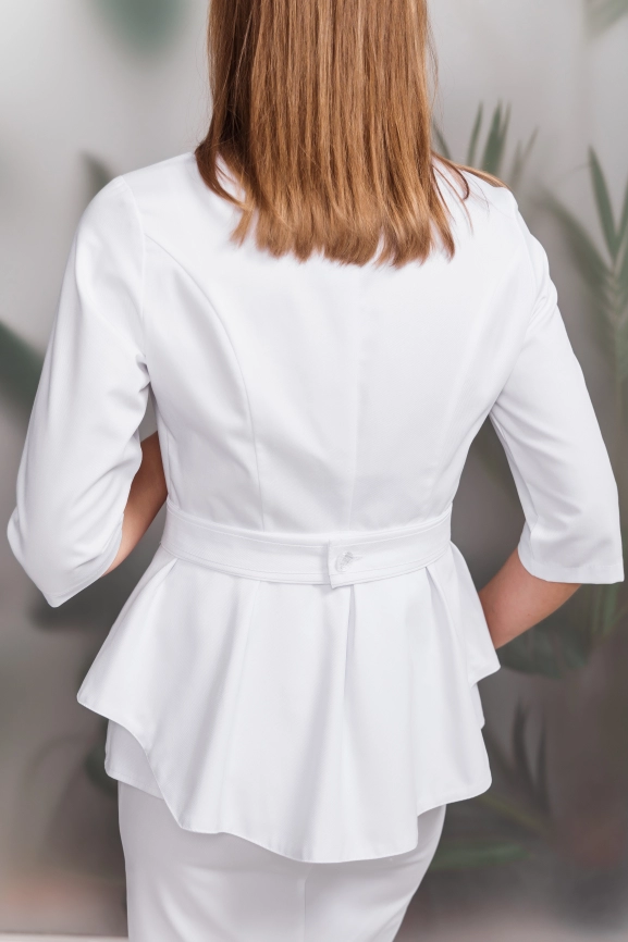Блузон медицинский женский, короткий рукав, цвет белый, арт 7-160 фото 6