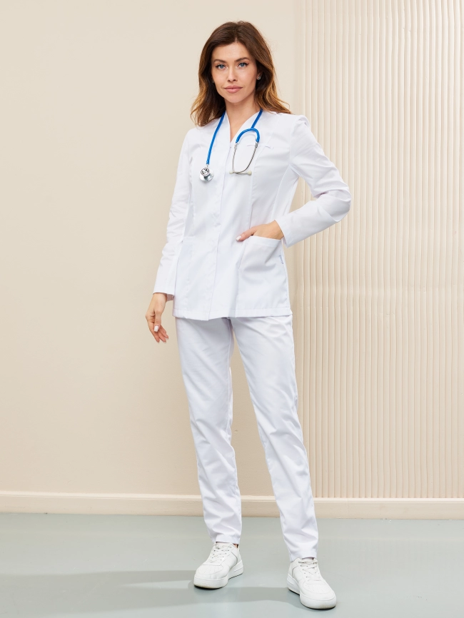 Блузон медицинский женский, длинный рукав, цвет белый, арт 5-663о фото 4