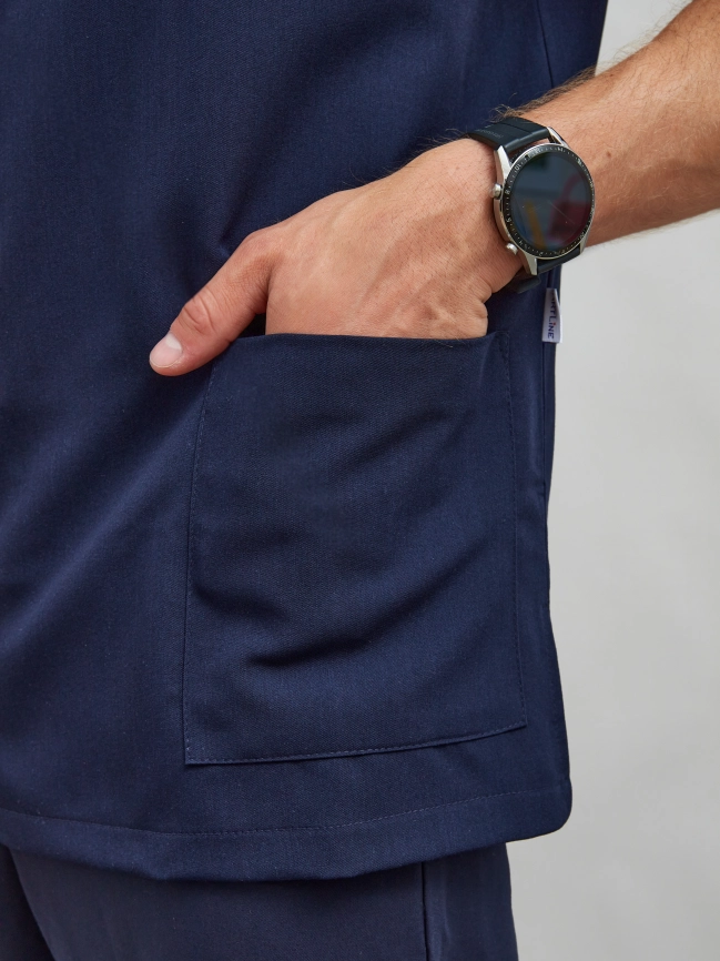 Блузон медицинский мужской, короткий рукав, цвет тёмно-синий, арт 6-301 фото 7