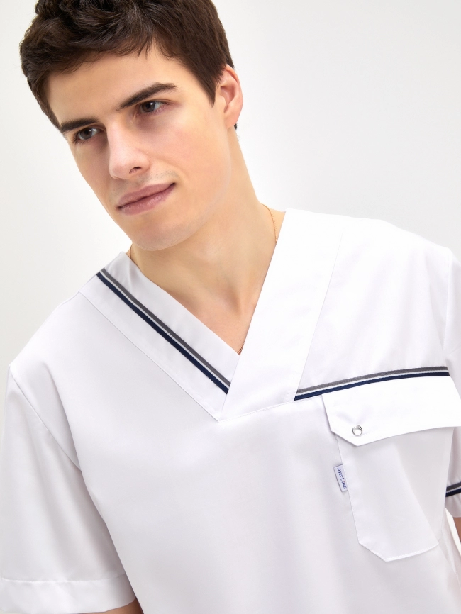 Блузон медицинский мужской, короткий рукав, цвет белый, арт 6-651к фото 5