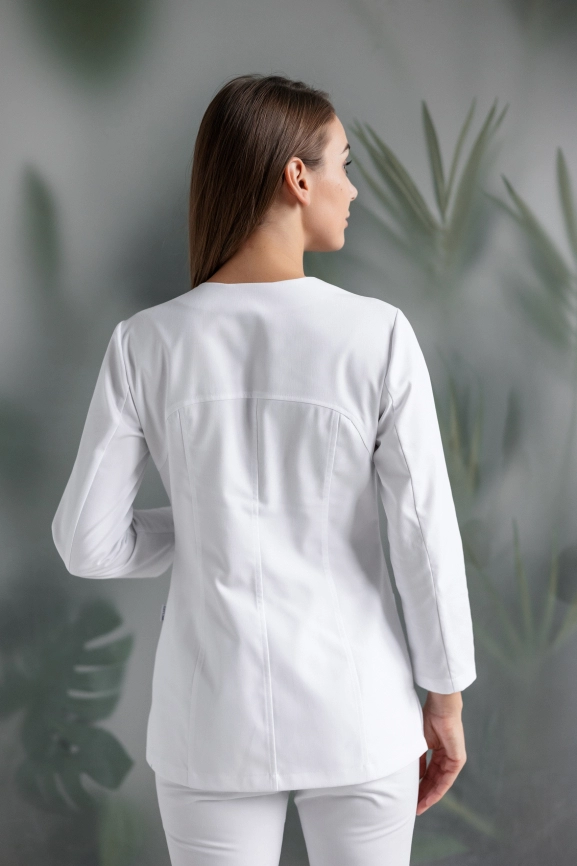 Блузон медицинский женский, длинный рукав, цвет белый, арт 5-802 фото 4
