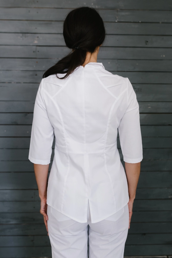 Блузон медицинский женский, короткий рукав, модель 7-171, цвет белый фото 4