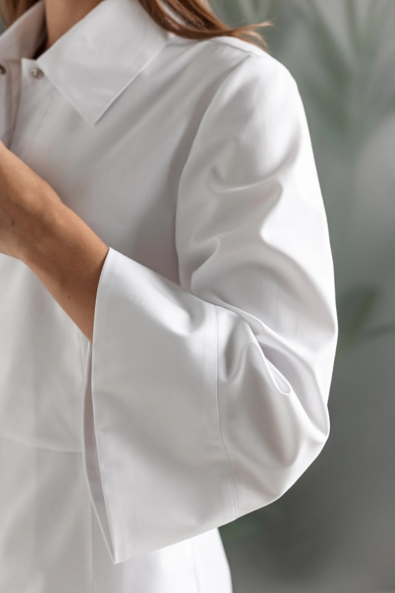 Халат медицинский женский, короткий рукав, цвет белый, арт 3-523 фото 4