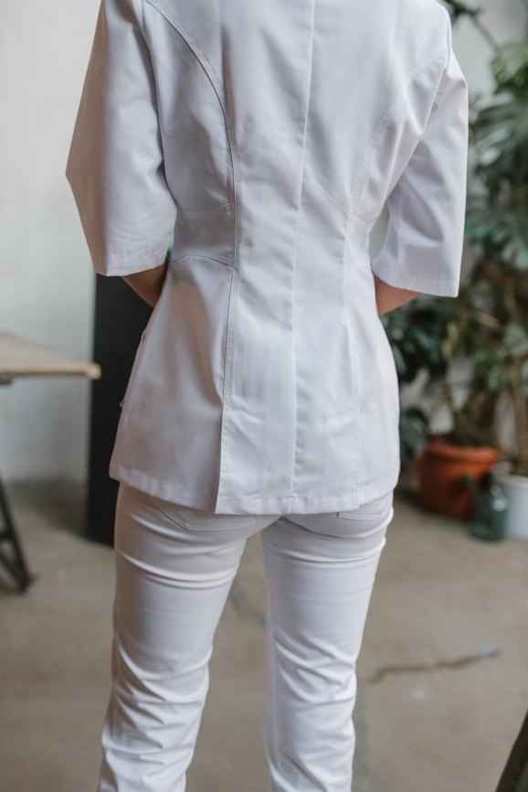 Блузон медицинский женский, короткий рукав, цвет белый, арт 7-161 фото 3