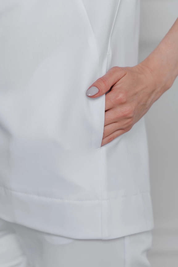 Блузон медицинский женский, короткий рукав, цвет белый, арт 5-650 фото 8