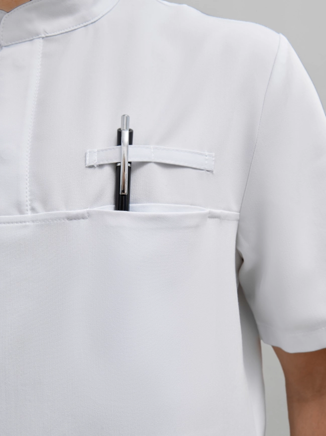 Блузон медицинский мужской, короткий рукав, цвет белый, арт 6-301 фото 4