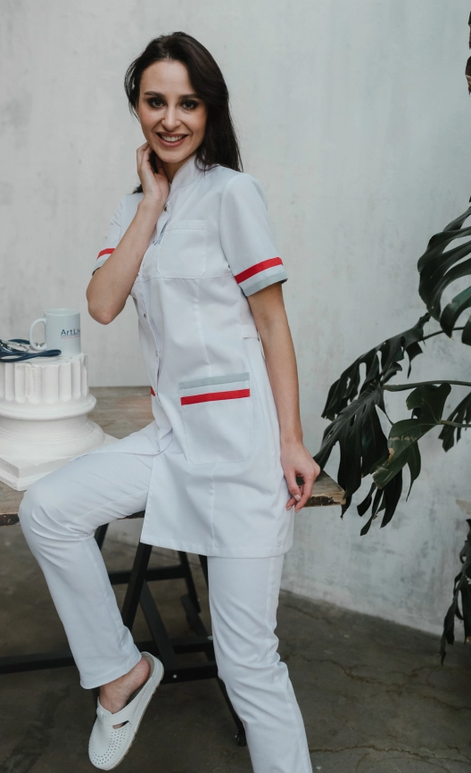 Халат медицинский женский, короткий рукав, цвет белый, арт 3-29О фото 4