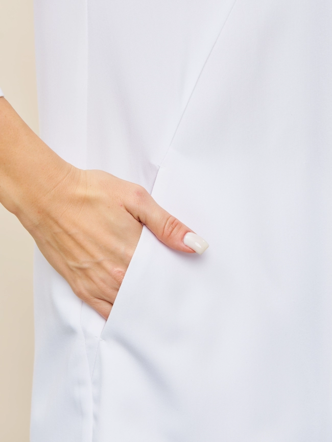 Халат медицинский женский, длинный рукав, цвет белый, арт 3-336 фото 6