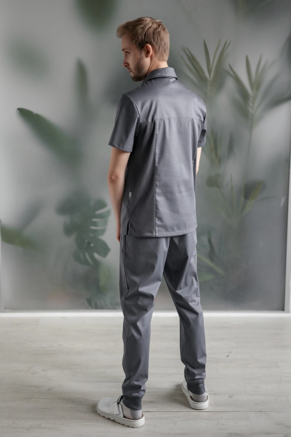 Блузон медицинский мужской, короткий рукав, цвет графит/серый, арт 6-755о фото 3