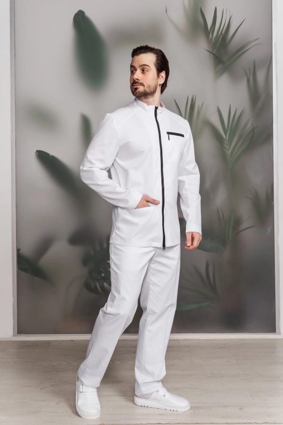 Блузон медицинский мужской, длинный рукав, цвет белый, арт 6-760 фото 2