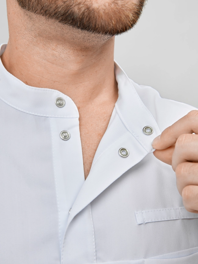 Блузон медицинский мужской, короткий рукав, цвет белый, арт 6-301 фото 3