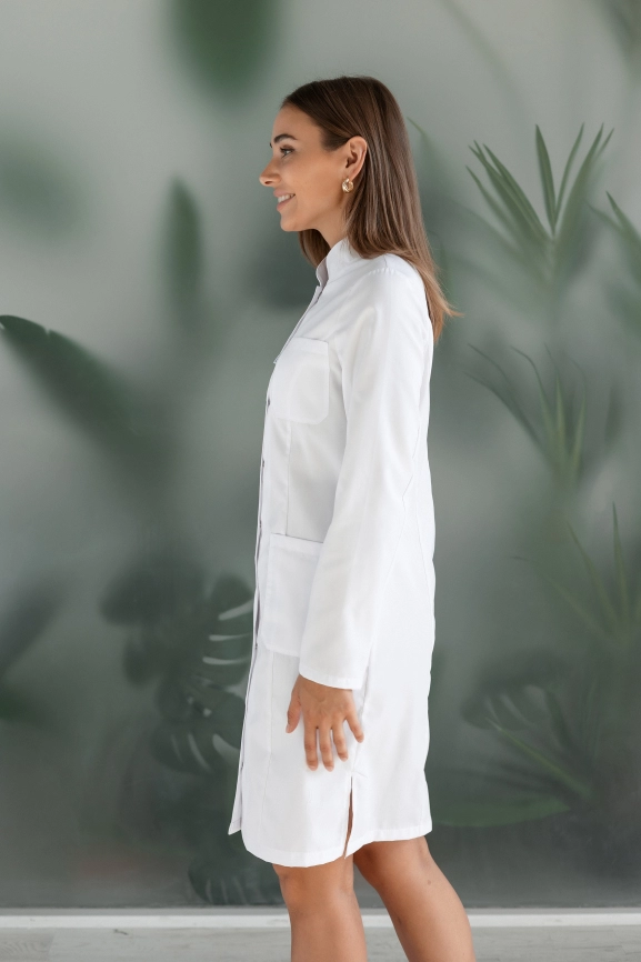 Халат медицинский женский, длинный рукав, модель 1-277 фото 2