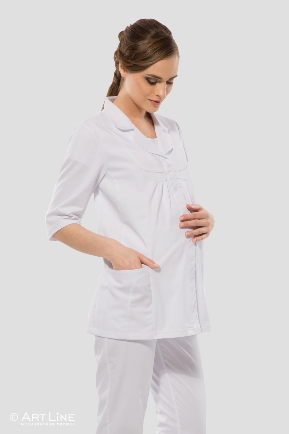 Блузон медицинский женский, короткий рукав, модель 7-494 о, цвет белый фото 1