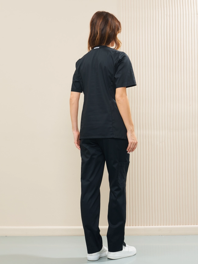 Блузон медицинский женский, короткий рукав, цвет черный, арт 7-343 фото 5