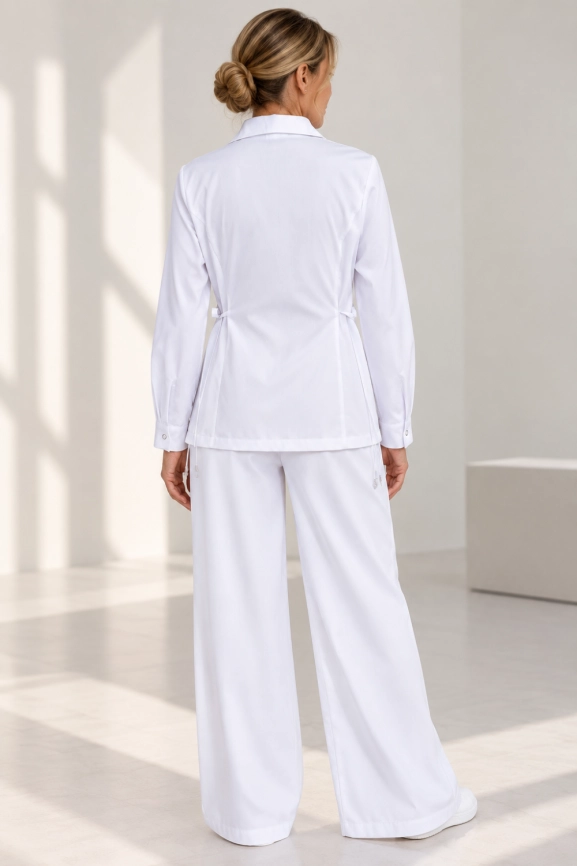 Белый женский медицинский блузон ArtLine с боковыми завязками 5-102 фото 5