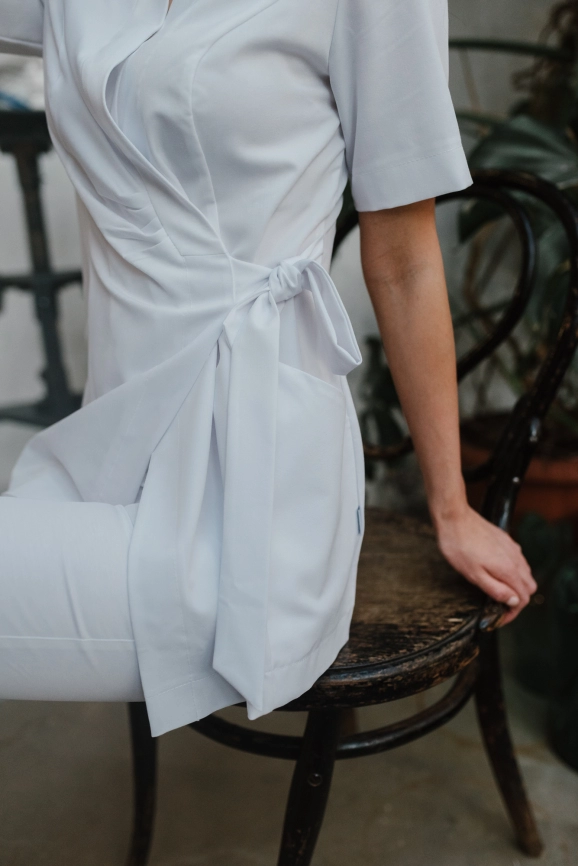 Блузон медицинский женский, короткий рукав, цвет белый, арт 5-248 фото 2