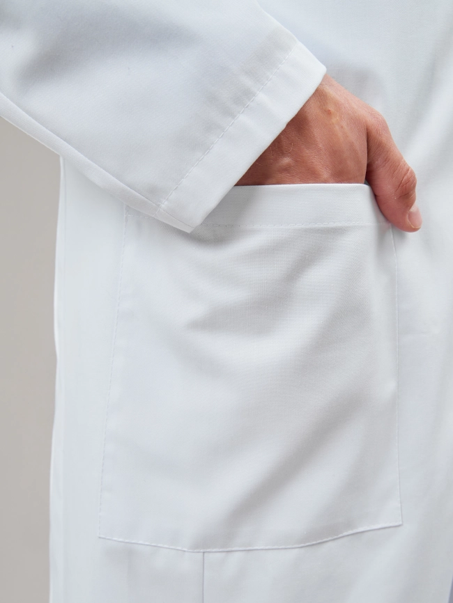 Халат медицинский мужской, длинный рукав, цвет белый, арт 4-384 фото 7