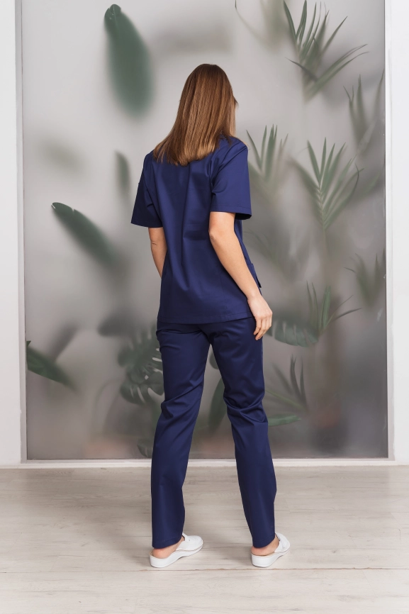 Блузон медицинский женский, короткий рукав, цвет темно-синий, арт 7-343 фото 4