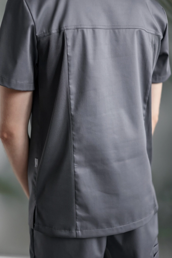 Блузон медицинский мужской, короткий рукав, цвет графит/серый, арт 6-755о фото 4