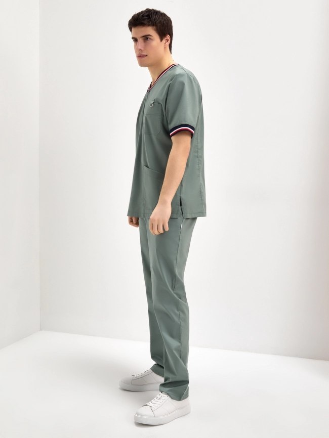 Блузон медицинский мужской, короткий рукав, модель 6-377, цвет хаки фото 5
