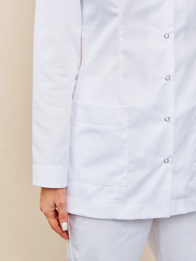 Блузон медицинский женский, длинный рукав, цвет белый, арт 5-762 фото 4
