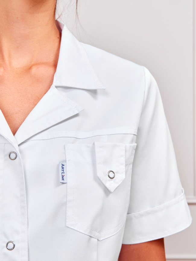 Блузон медицинский женский, короткий рукав, цвет белый, арт 5-227 фото 7