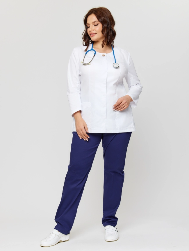 Блузон медицинский женский, длинный  рукав, цвет белый, арт 5-802 фото 3