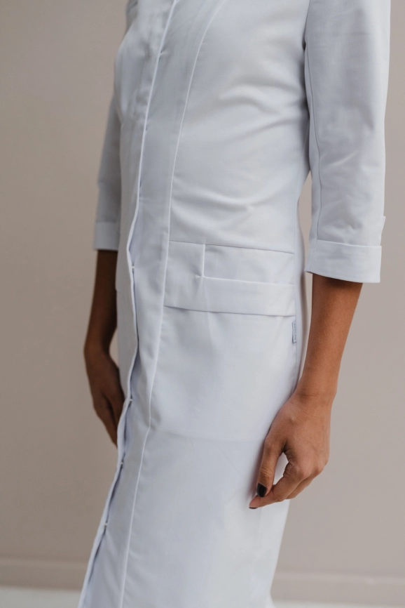 Халат медицинский женский, короткий рукав, цвет белый, арт 1-319 фото 4