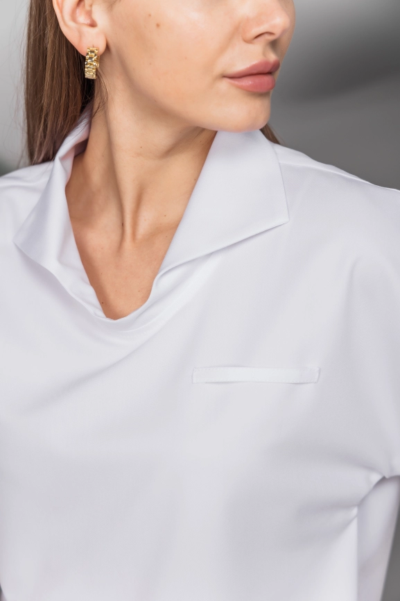Блузон медицинский женский, короткий рукав, цвет белый, арт 7-167 фото 2
