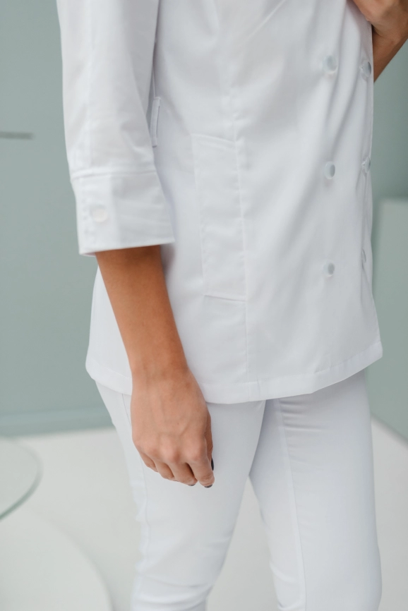 Блузон медицинский женский, короткий рукав, цвет белый, арт 5-658 фото 5