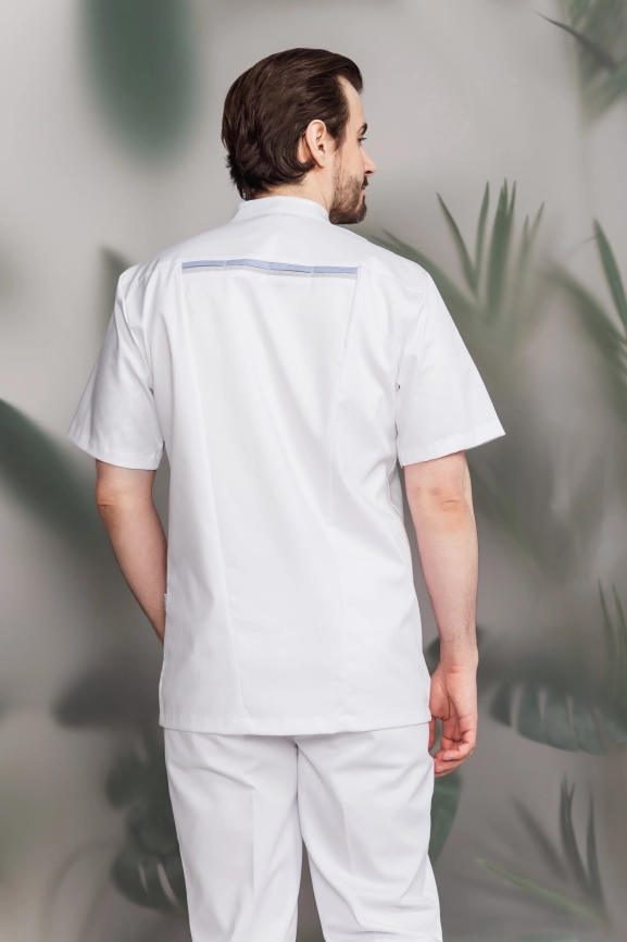 Блузон медицинский мужской, короткий рукав, цвет белый, арт 6-872о фото 3