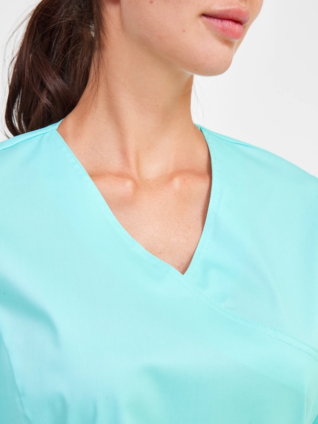 Блузон медицинский женский, короткий рукав, цвет тиффани, арт 7-343 фото 7