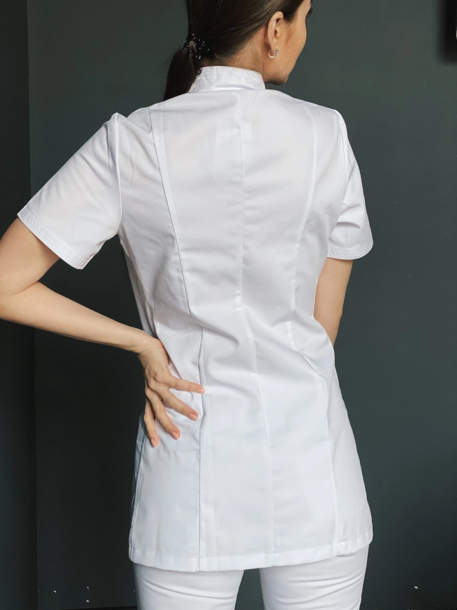 Блузон медицинский женский, короткий рукав, цвет белый, арт 5-172 фото 5