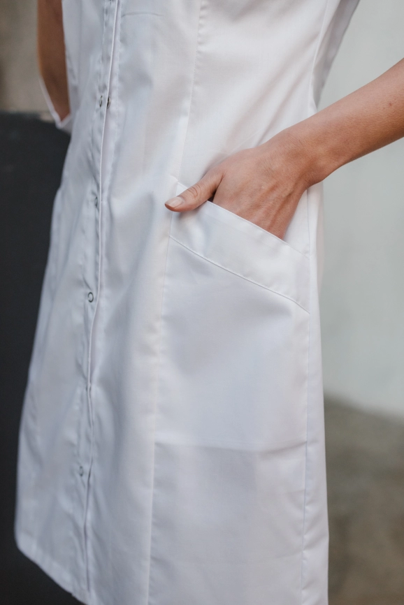 Халат медицинский женский, короткий рукав, модель 3-293, цвет белый фото 5