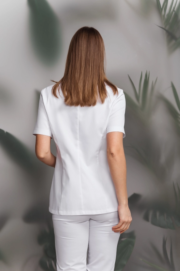Блузон медицинский женский, короткий рукав, цвет белый, арт 7-154 фото 3