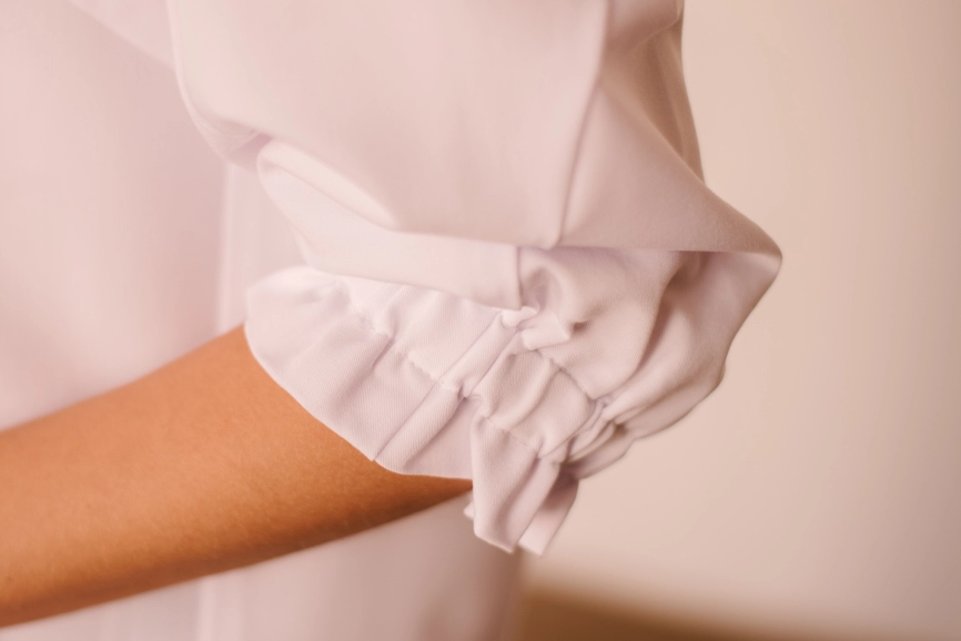 Блузон медицинский женский, короткий рукав, цвет белый, арт 7-340 фото 5