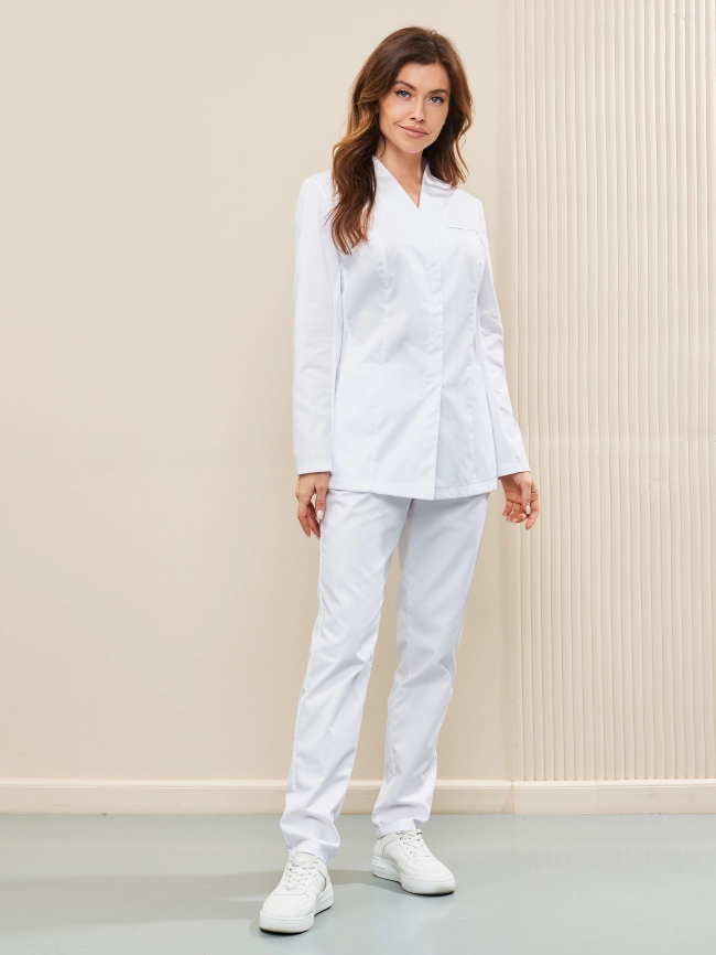 Блузон медицинский женский, длинный рукав, цвет белый, арт 5-663о фото 1