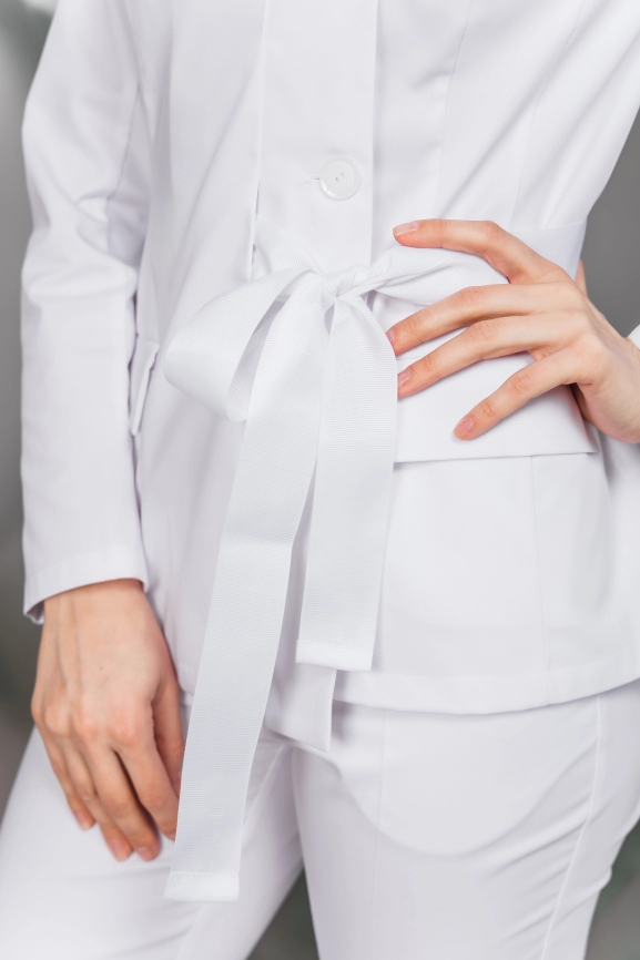Блузон медицинский женский, длинный рукав, цвет белый, арт 7-812 фото 5