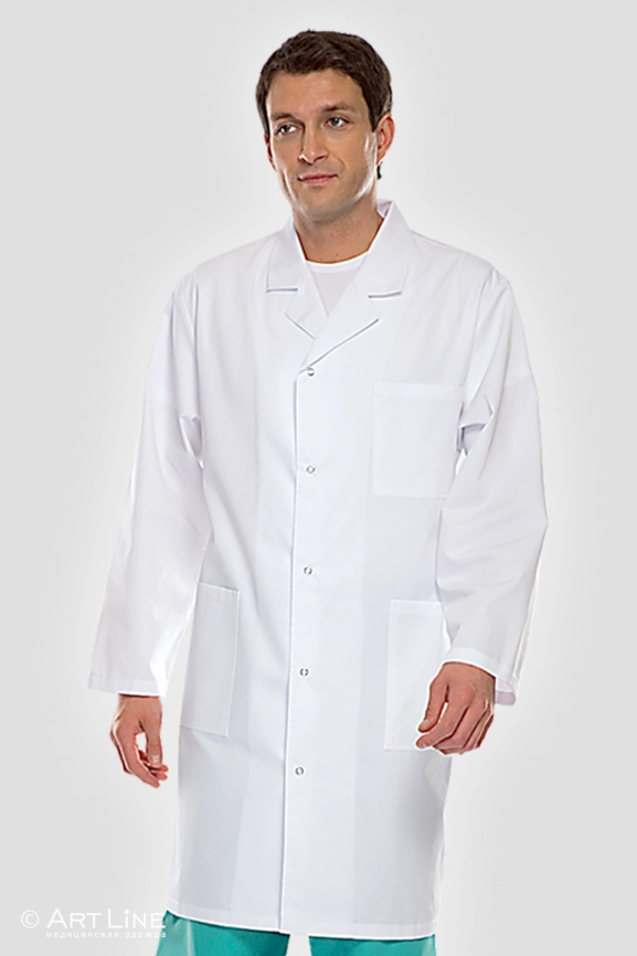 Халат медицинский мужской, длинный рукав, модель 4-14 фото 1